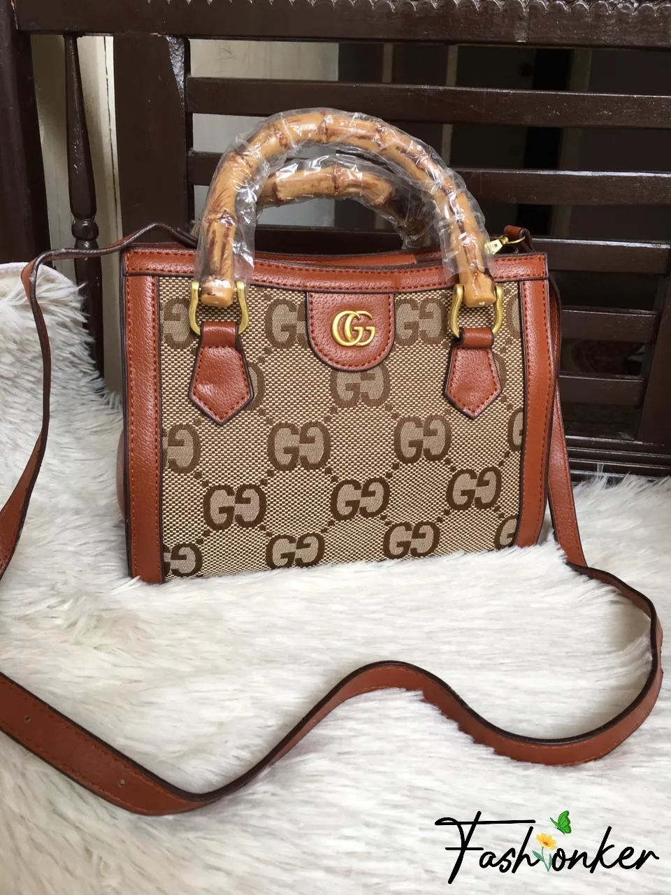 Best Price Gucci Bamboo Canvas Bag