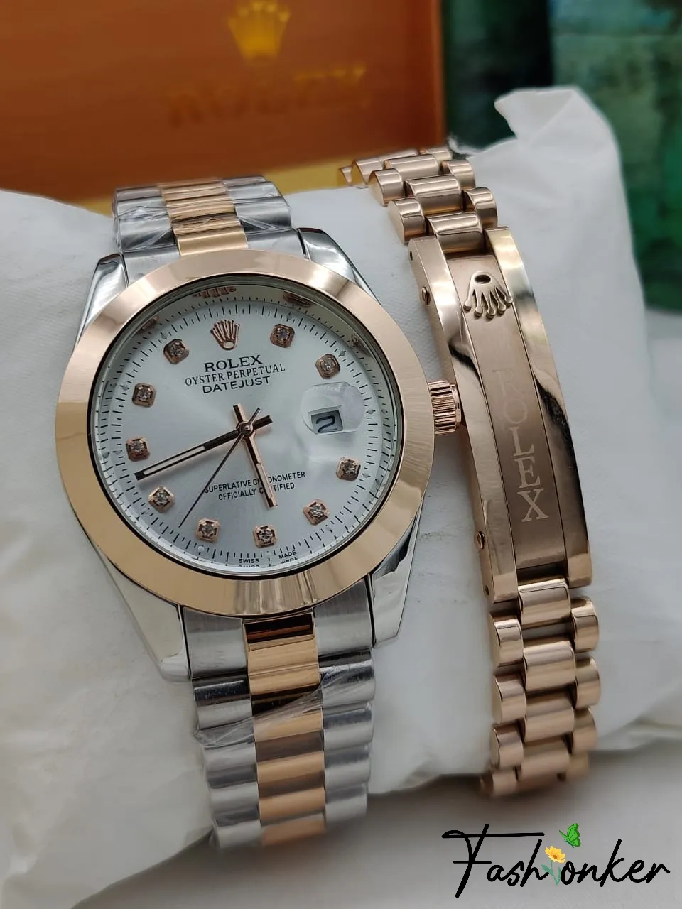 Best Price Rolex Oyster Datejust Twotone Watch and Bracelet Combo